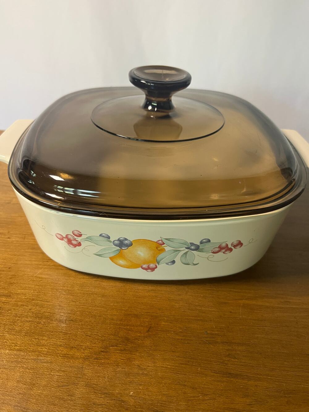 Vintage Corning Ware Abundance A-2-B 2 Qt Casserole Dish with Amber Pyrex Lid